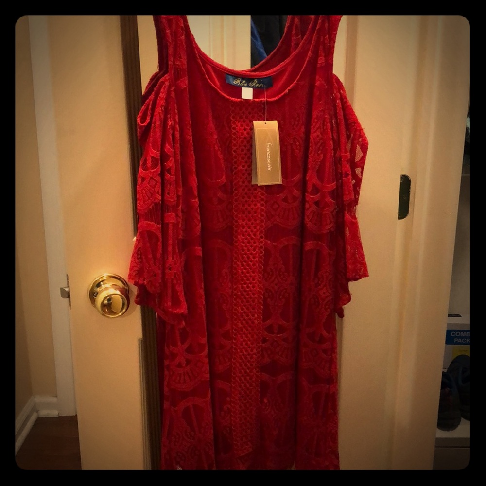 Red lace party dress